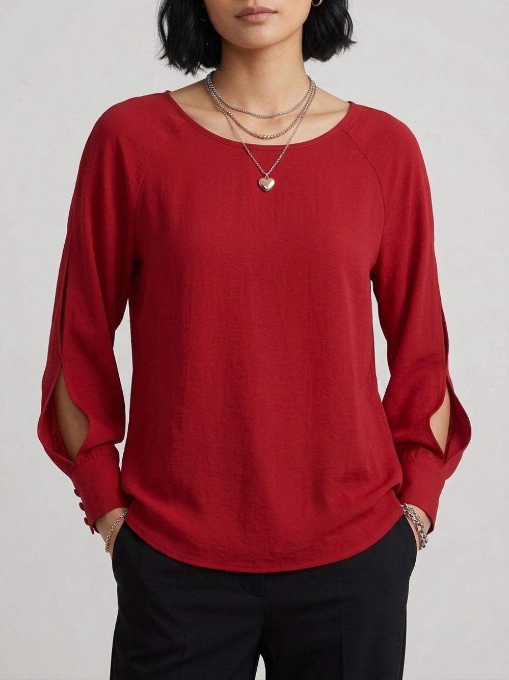 NWT Maurices Red Blouse Women’s XXL Long Sleeve Dressy Top